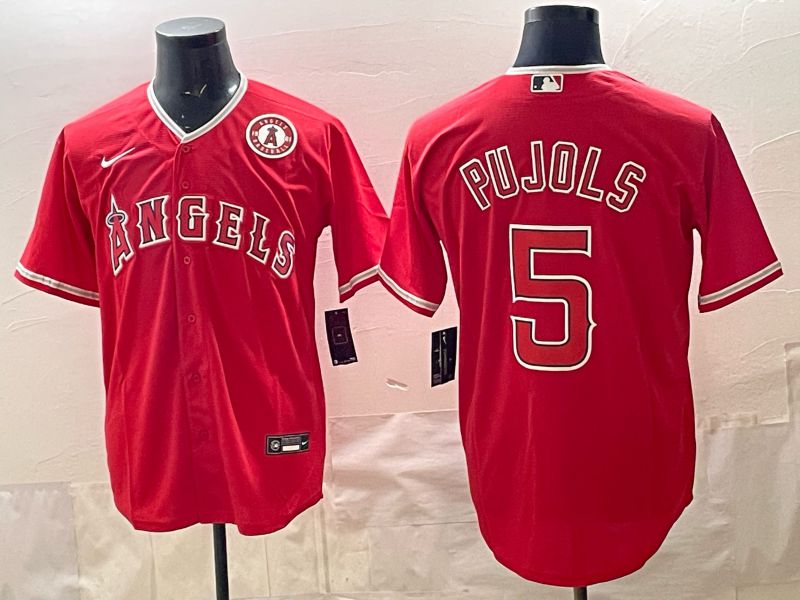 2026 Men Nike Los Angeles Angels #5 Pujols Red Game MLB Jersey 05